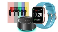 Fitness Accessory Bundle with Blue Smart Watch