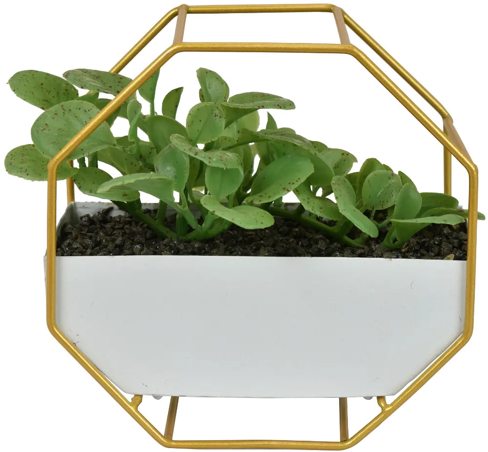 Faux Greenery in White and Gold Planter-1