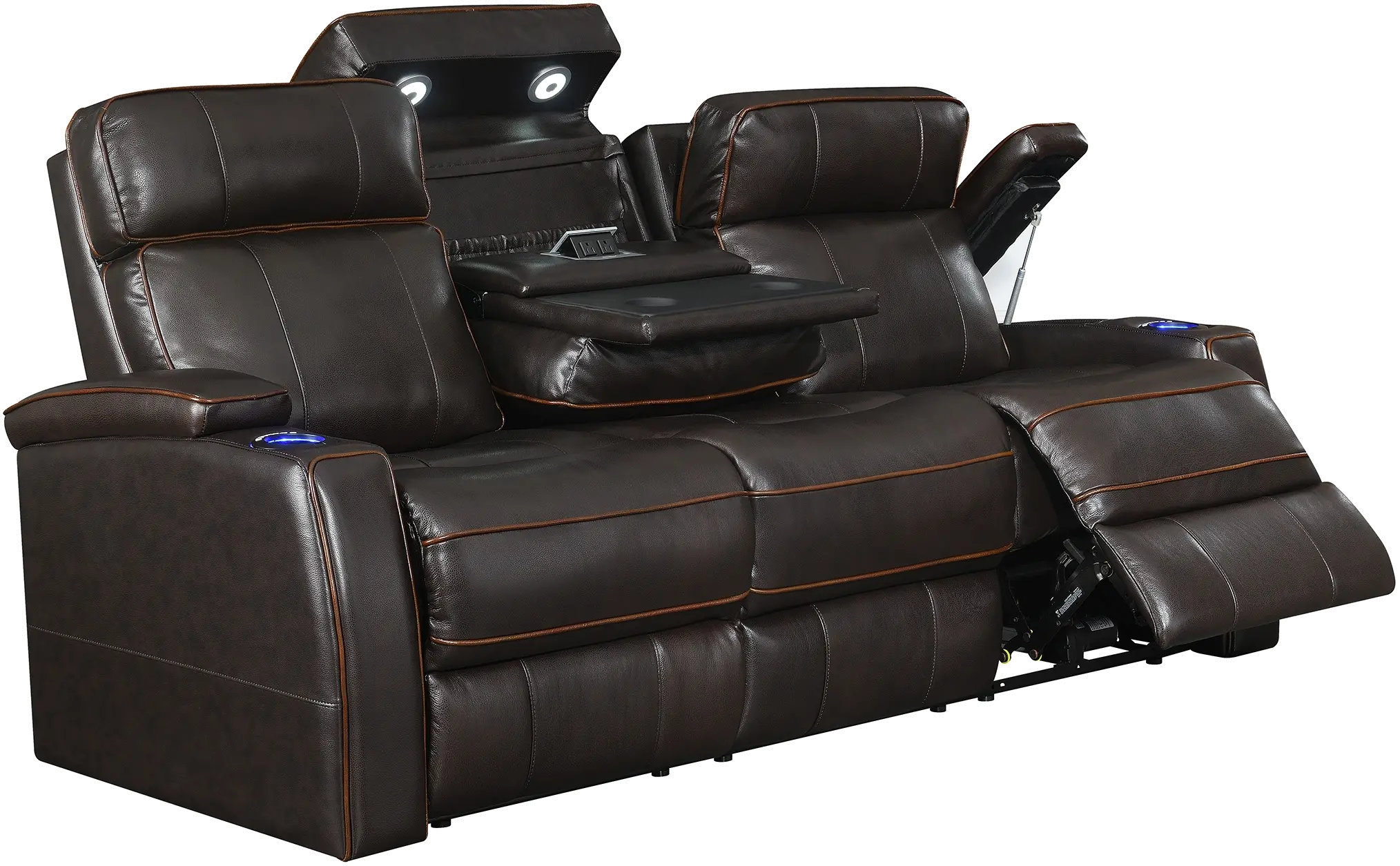 Transformer Brown Leather Power Reclining Sofa-2