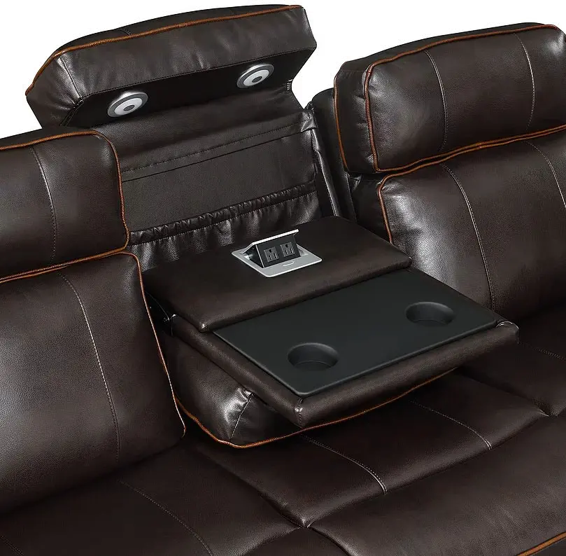 Transformer Brown Leather Power Reclining Sofa-3