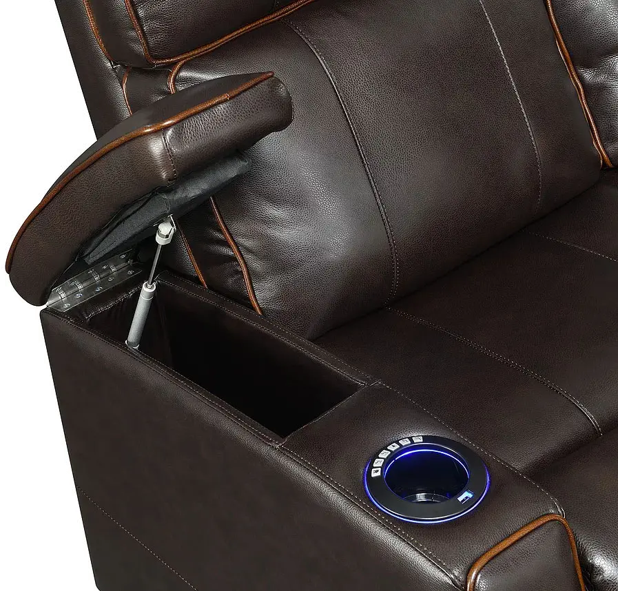 Transformer Brown Leather Power Reclining Sofa-5