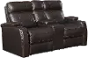 Clearance Transformer Brown Leather Power Reclining Console Loveseat