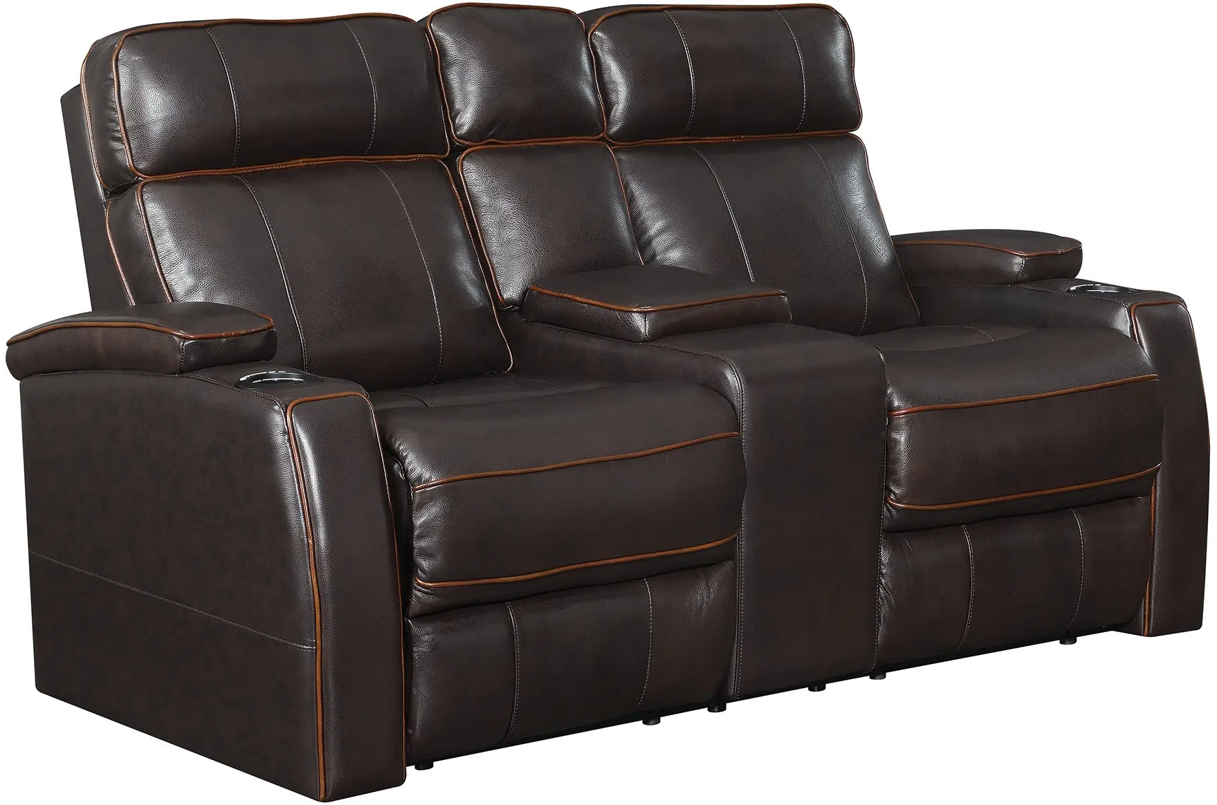 Transformer Brown Leather Power Reclining Console Loveseat-1