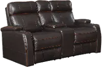 Transformer Brown Leather Power Reclining Console Loveseat