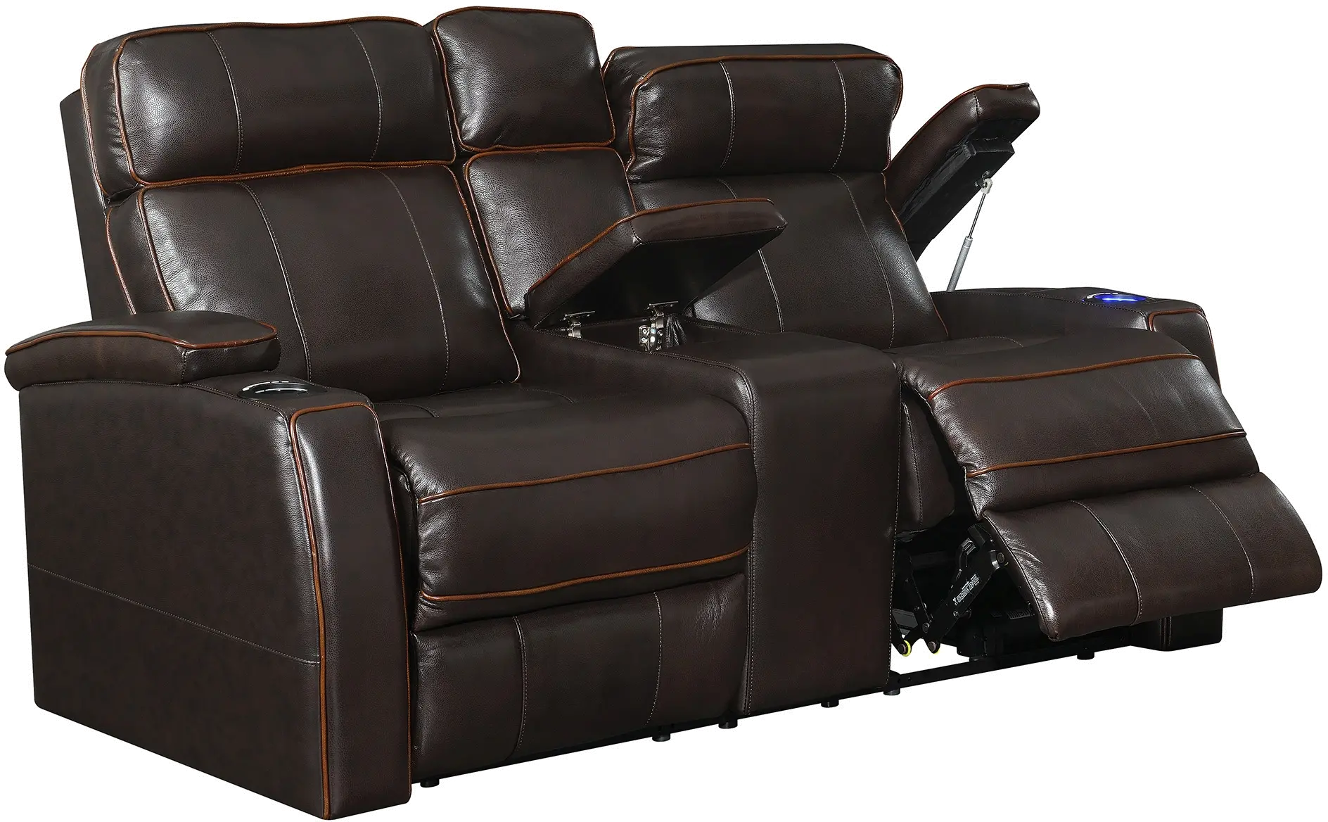 Transformer Brown Leather Power Reclining Console Loveseat-2