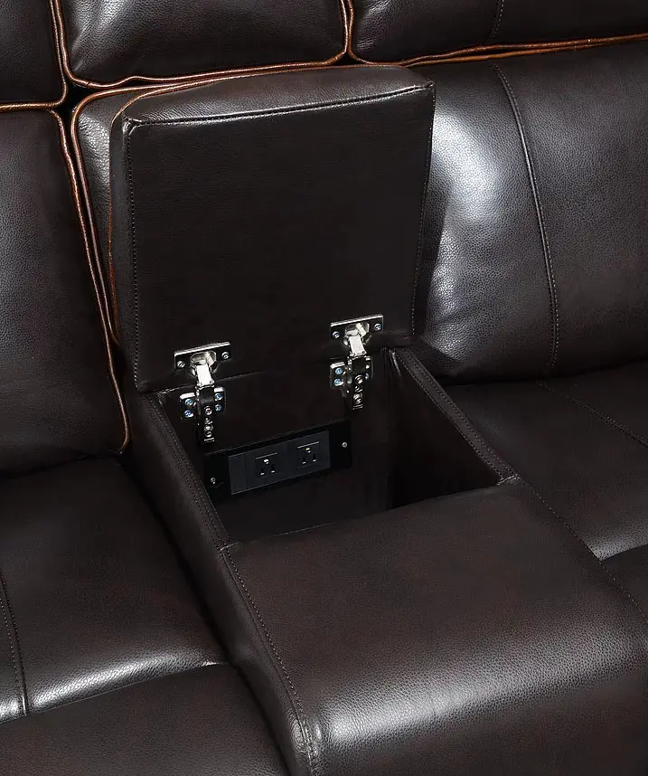Transformer Brown Leather Power Reclining Console Loveseat-3