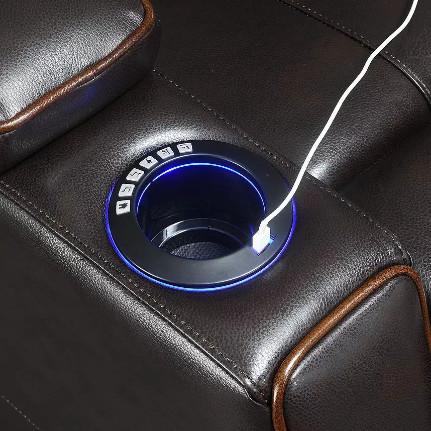Transformer Brown Leather Power Reclining Console Loveseat-5