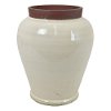 Harris 13 Inch Off White Vase with Stone Colored Lip
