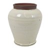 Harris 10 Inch Off White Vase with Stone Colored Lip