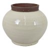 Harris 6 Inch Off White Vase with Stone Colored Lip