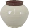 Harris 6 Inch Off White Vase with Stone Colored Lip