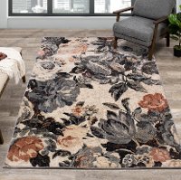 Abbey 8 x 11 Floral Gray Cream Area Rug