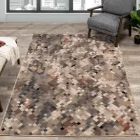 Abbey 5 x 8 Geometric Gray Beige Area Rug