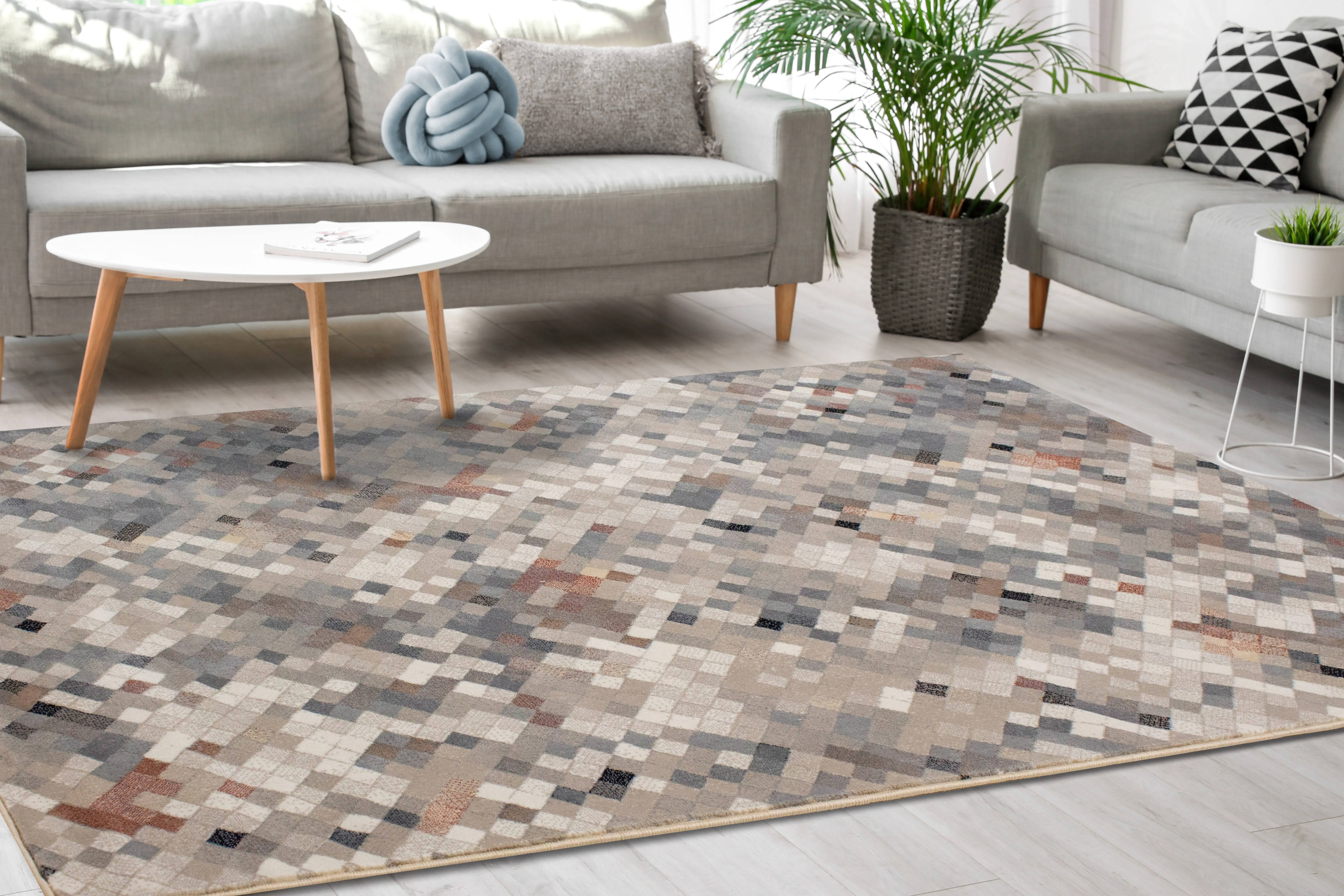 Abbey 5 x 8 Geometric Gray Beige Area Rug-2