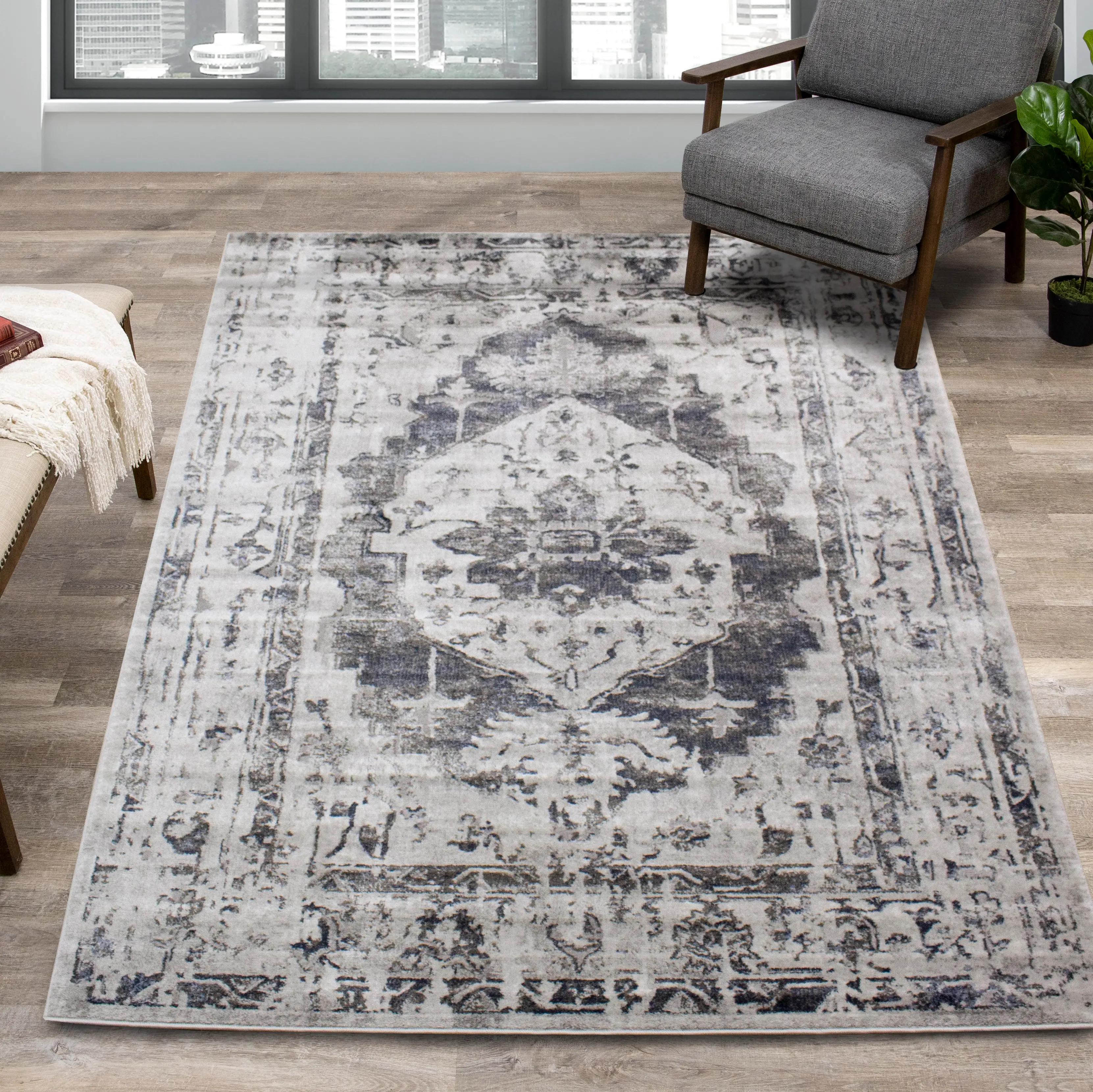 Chorus 5 x 8 Elegant Gray Blue Area Rug-2
