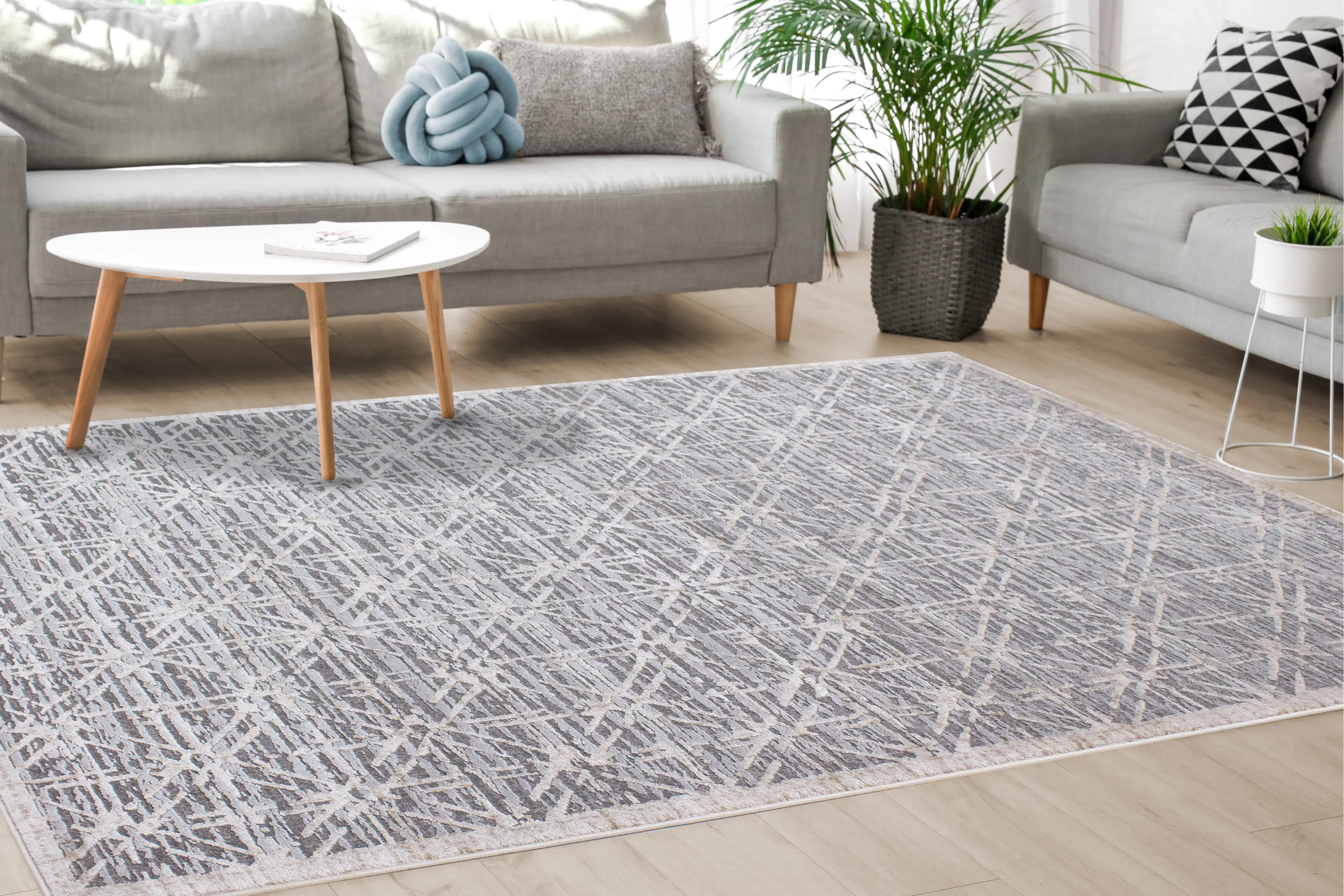 Chorus 5 x 8 Art Deco Gray Beige Area Rug-3