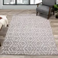 Focus 5 x 8 Contemporary Gray White Area Rug