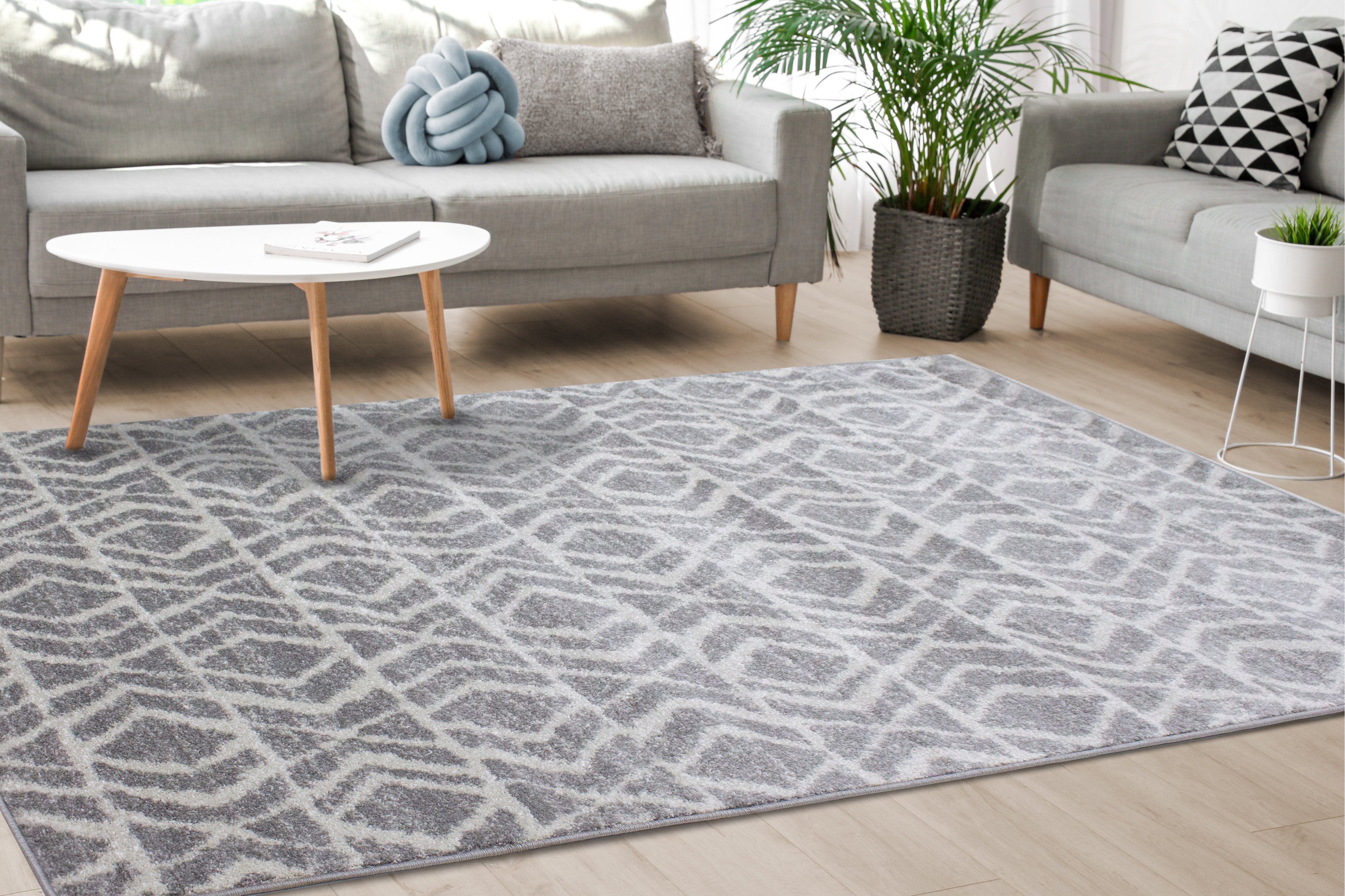 Focus 8 x 11 Contemporary Gray White Area Rug-2