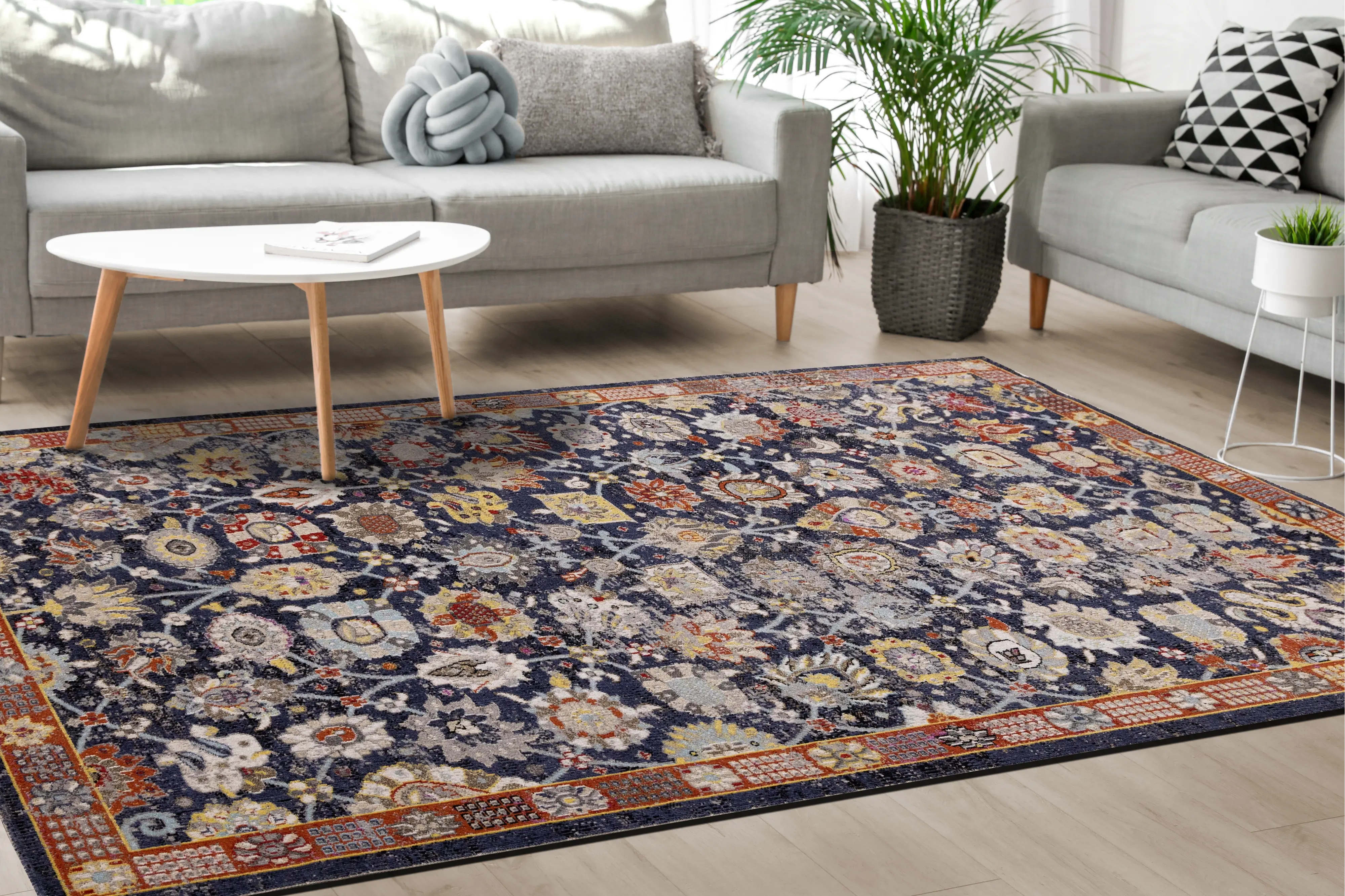 Sara 5' x 8' Elegant Navy Blue Area Rug-3