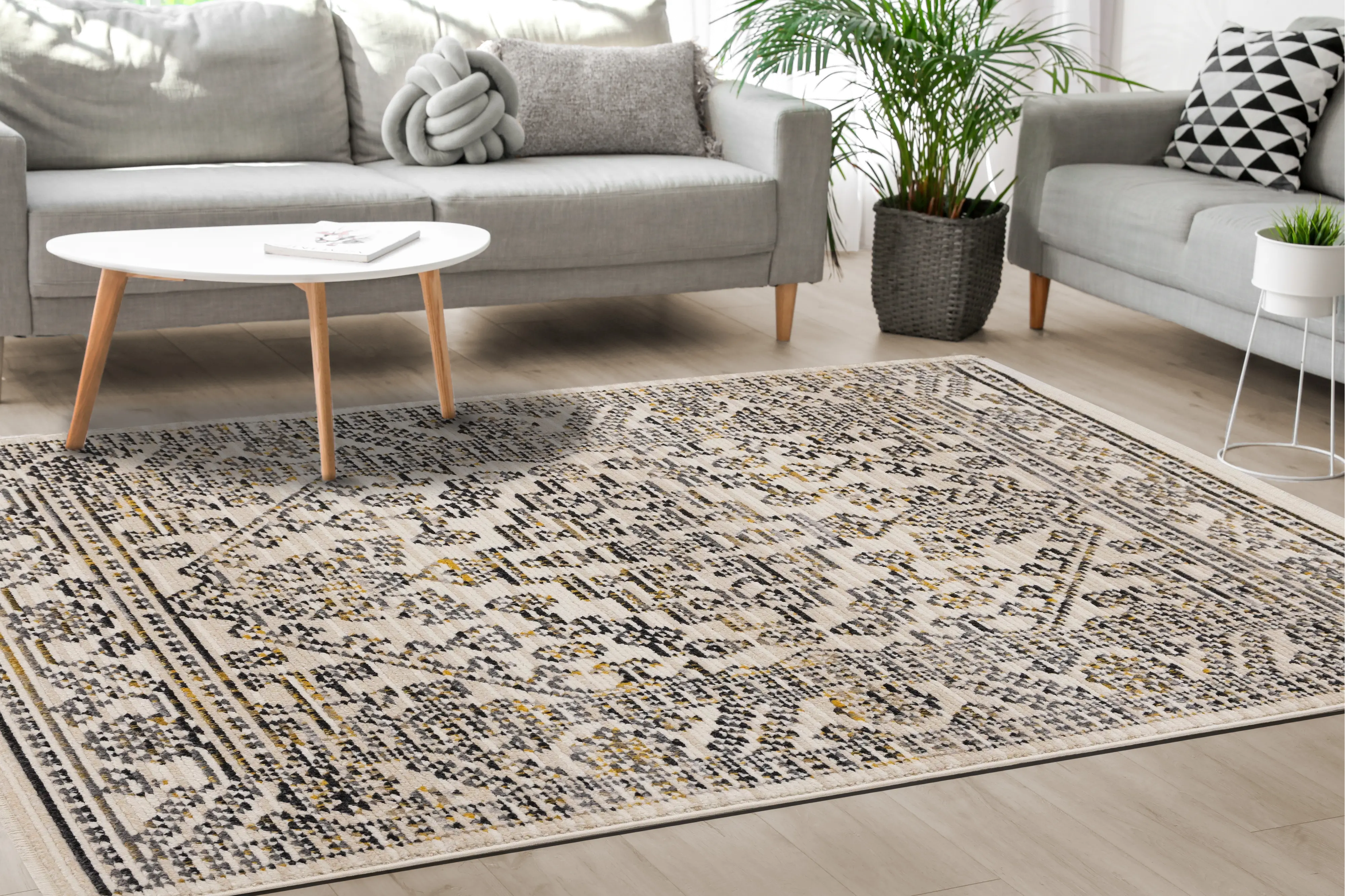 Calabar 5' x 8' Cream Gray Area Rug-2