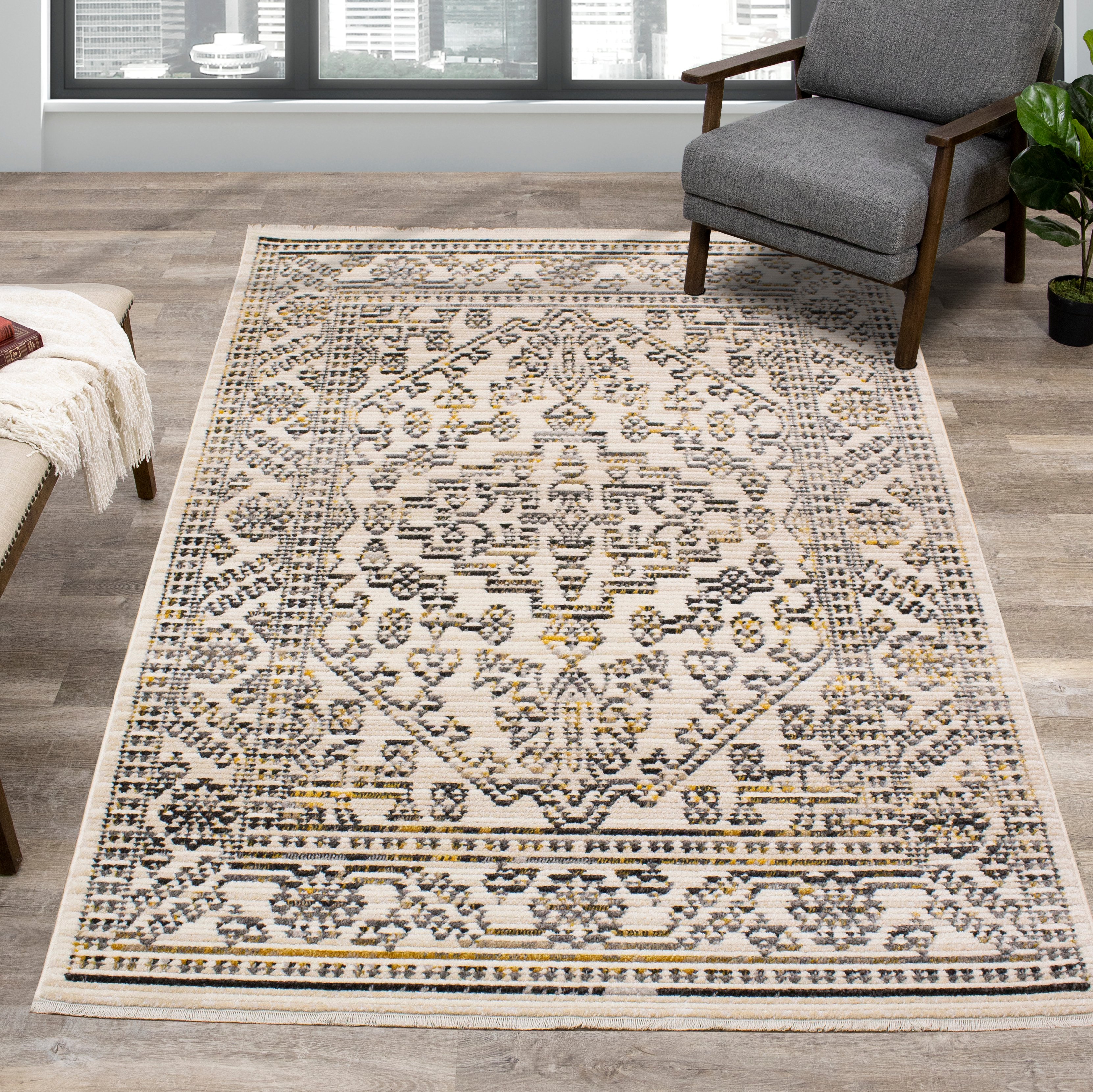 Calabar 8' x 10' Cream Gray Area Rug-1