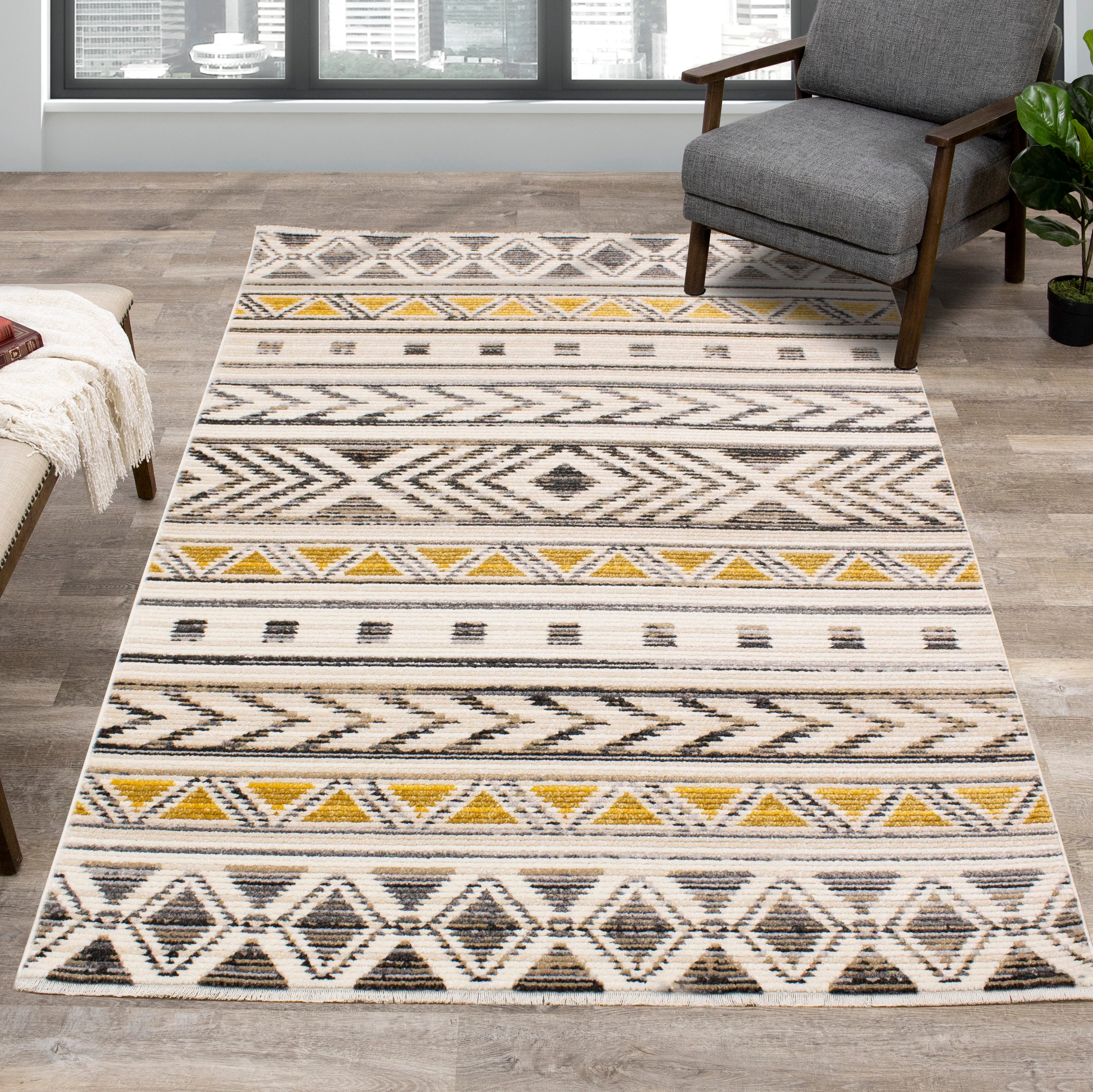 Calabar 8' x 10' Yellow Gray Area Rug-2