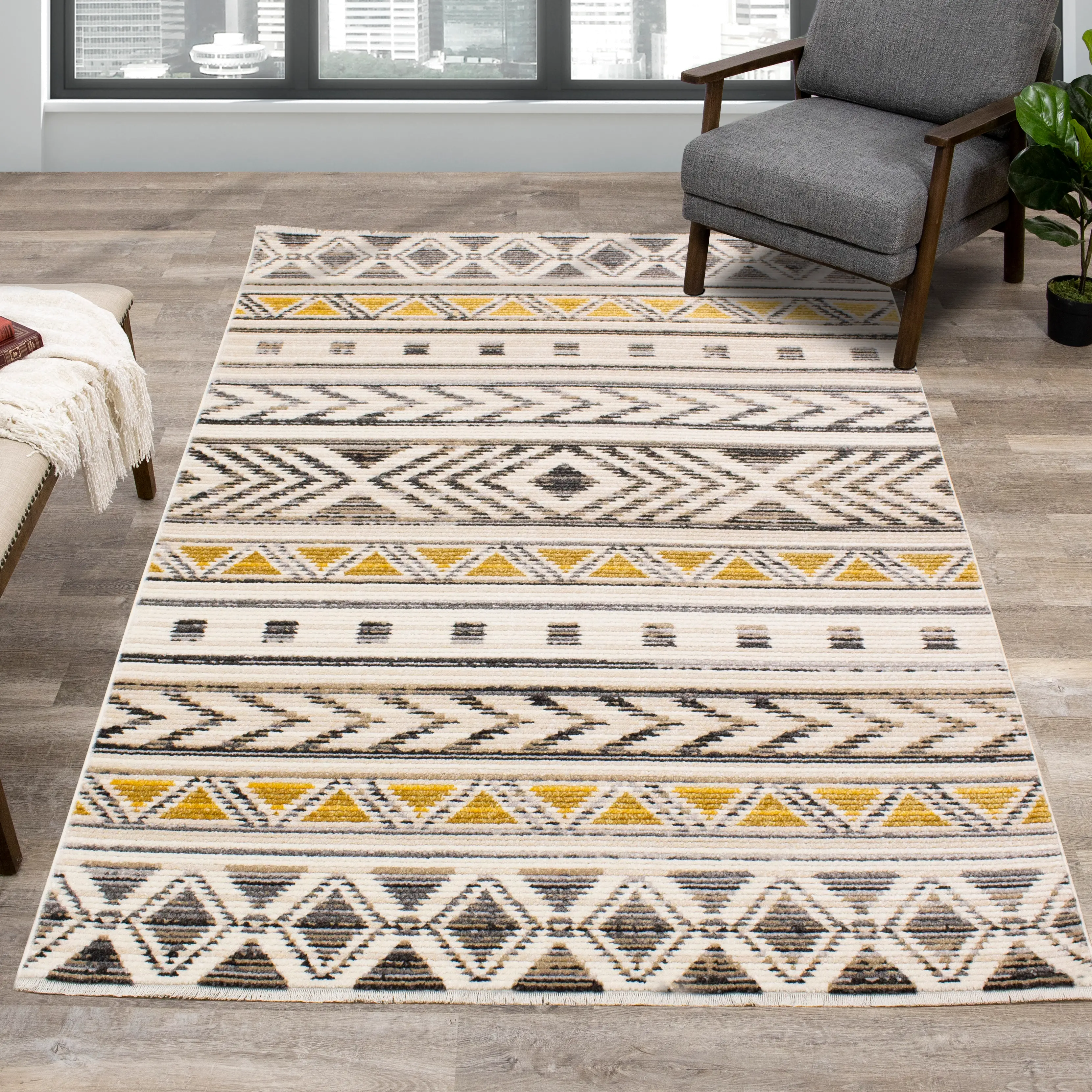 Calabar 8' x 10' Yellow Gray Area Rug-2