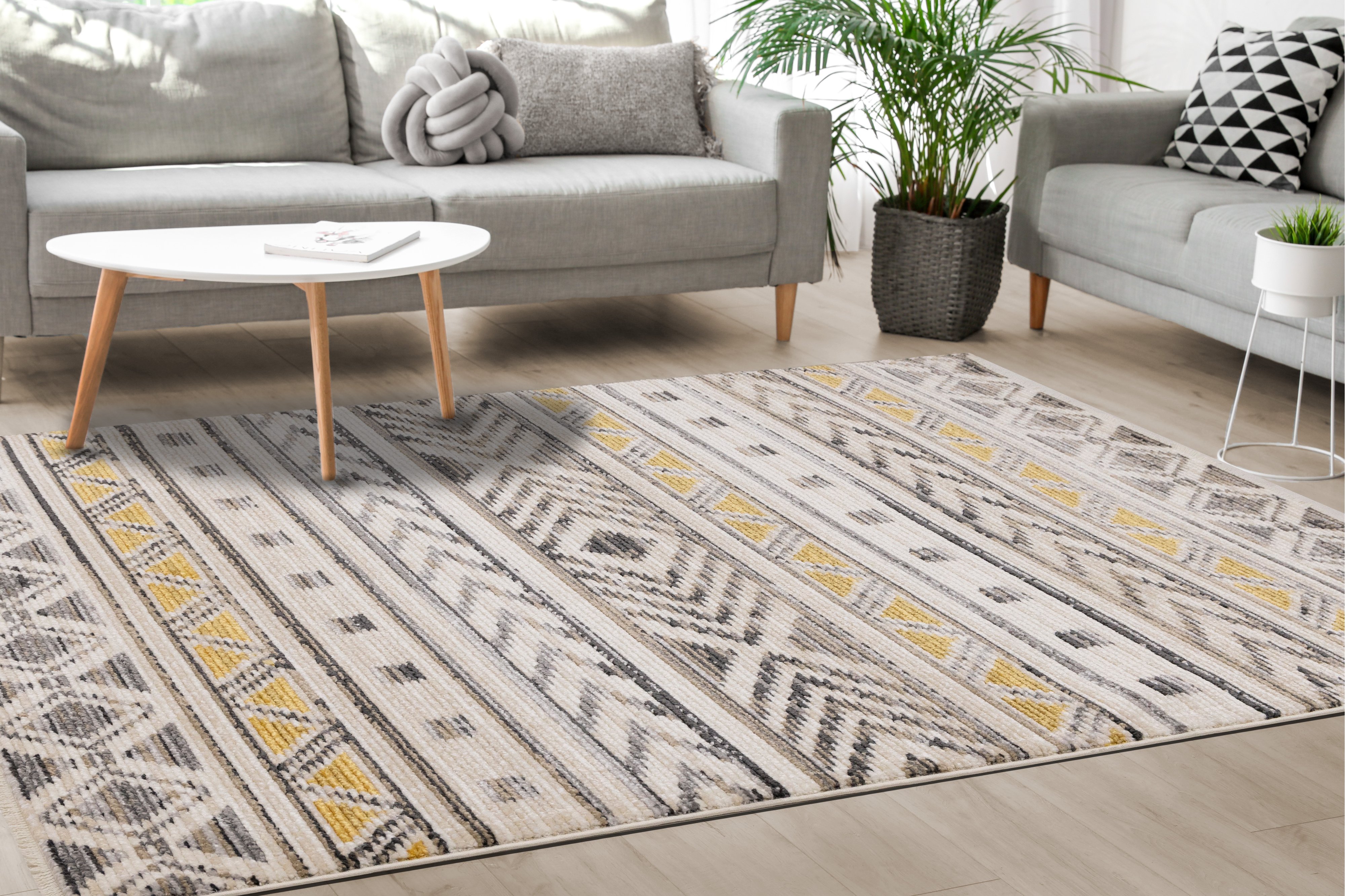 Calabar 8' x 10' Yellow Gray Area Rug-3