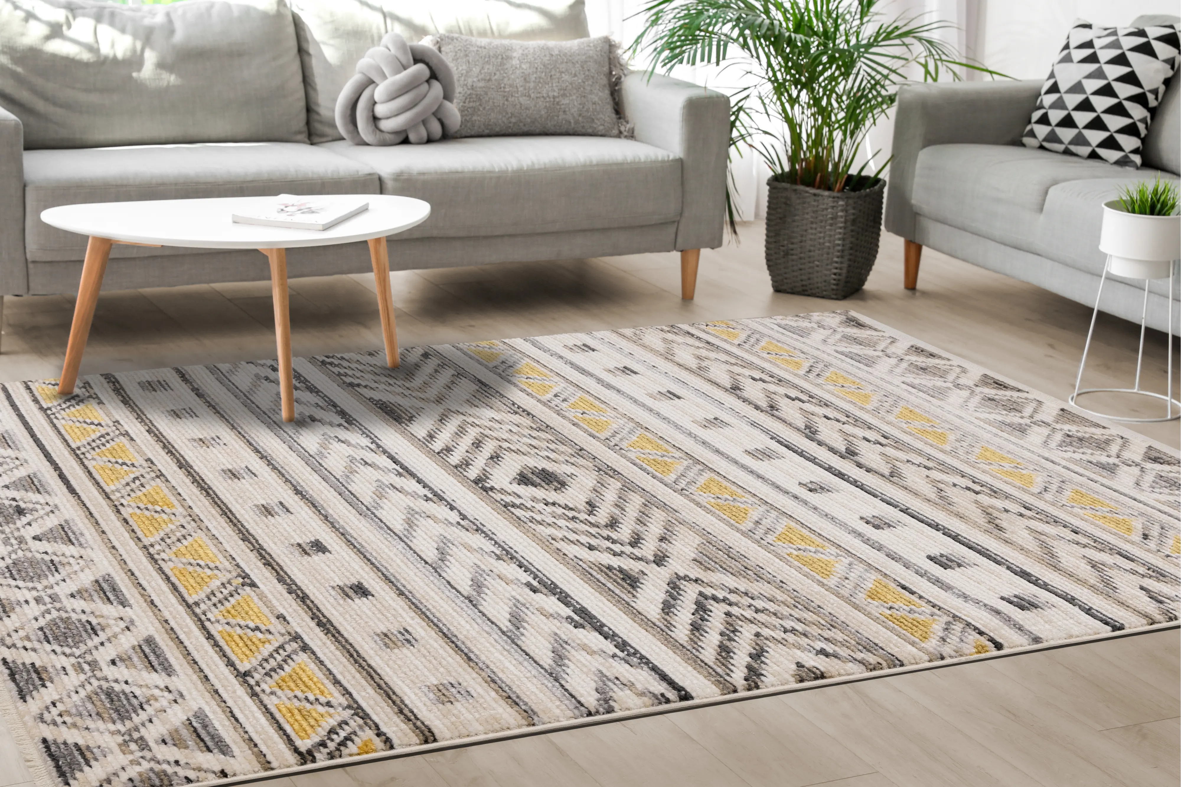 Calabar 8' x 10' Yellow Gray Area Rug-3