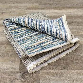 Calabar 5' x 8' Contemporary Blue White Area Rug-7
