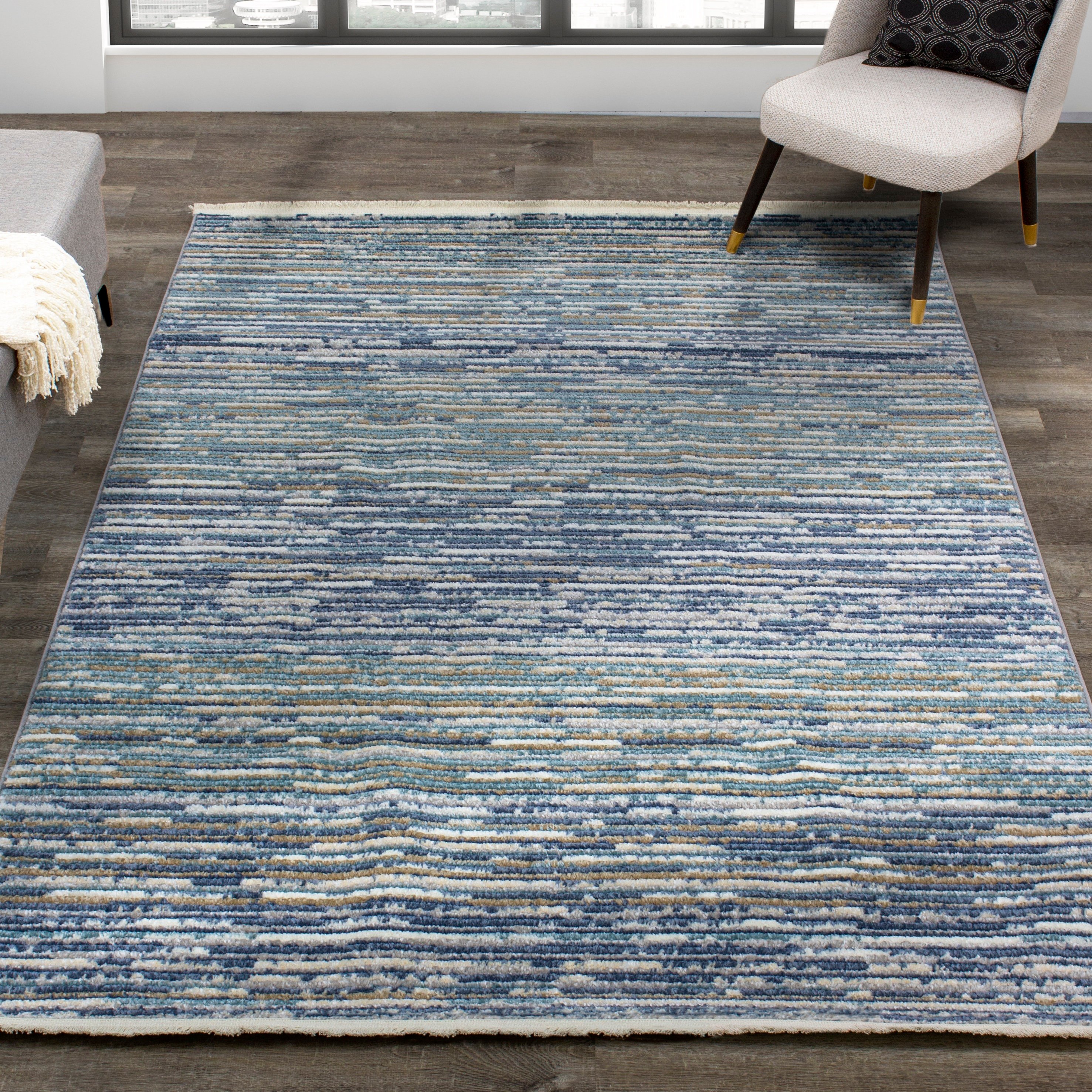 Calabar 8' x 10' Contemporary Blue White Area Rug-2