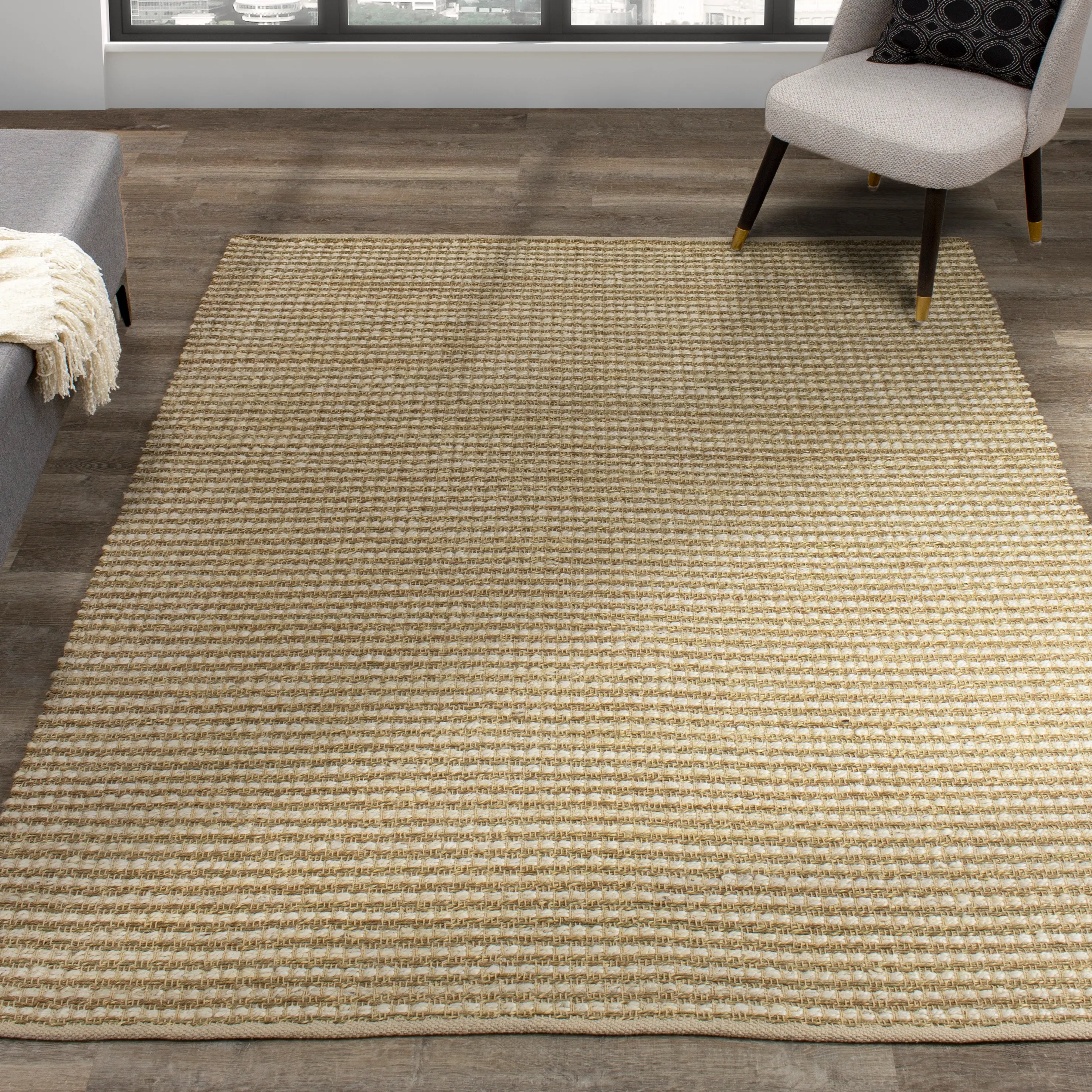 Naturals 5 x 8 Striped Beige Area Rug-2