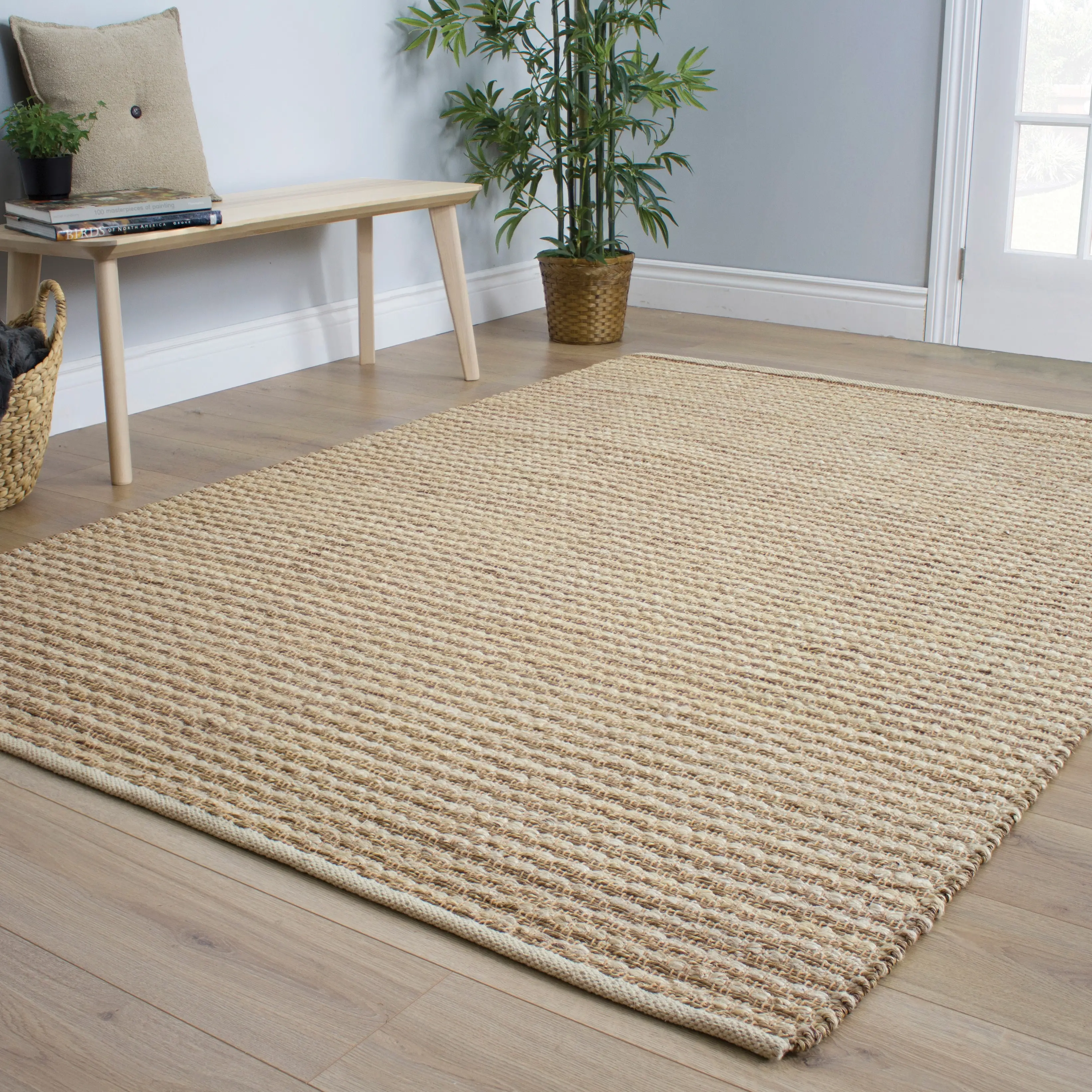 Naturals 5 x 8 Striped Beige Area Rug-3