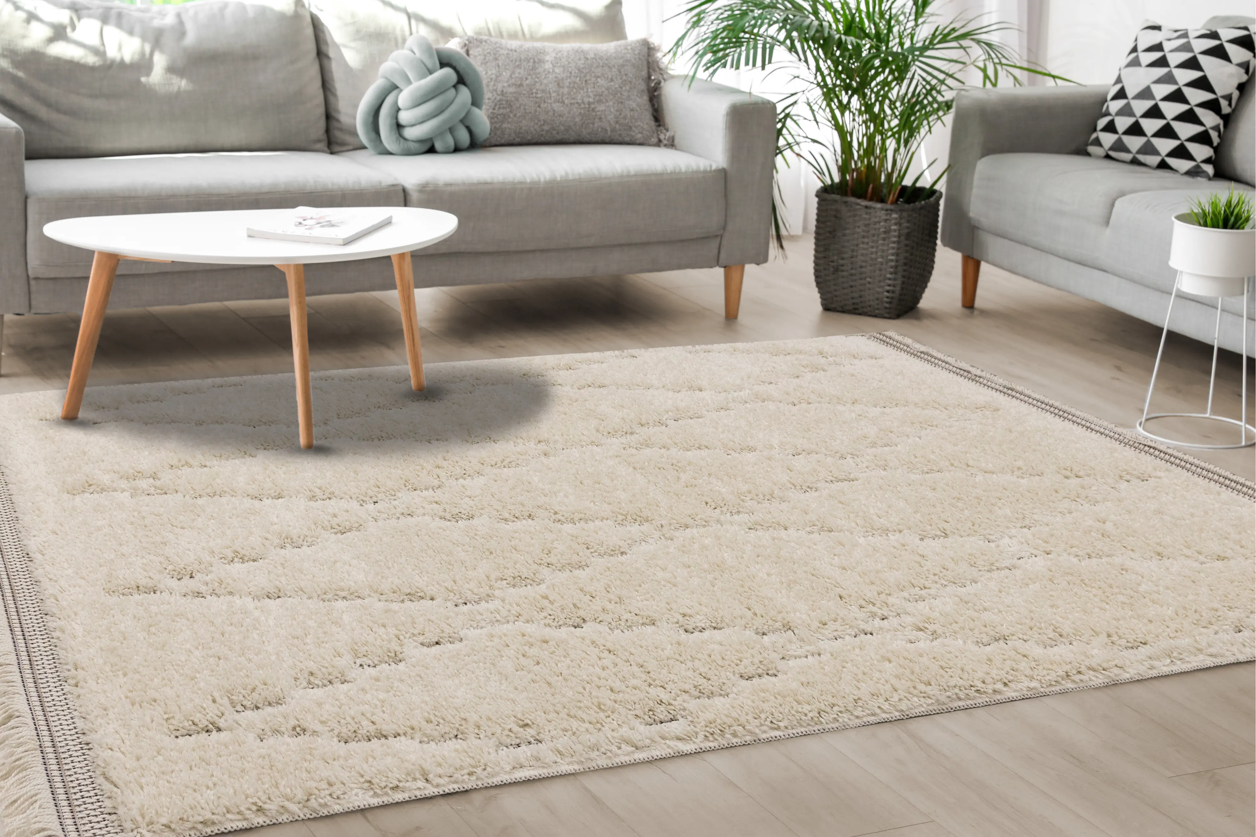 Novato 5 x 8 Chic Cream Shag Rug-2