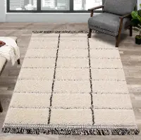 Novato 8 x 11 Contemporary Square Cream Shag Rug