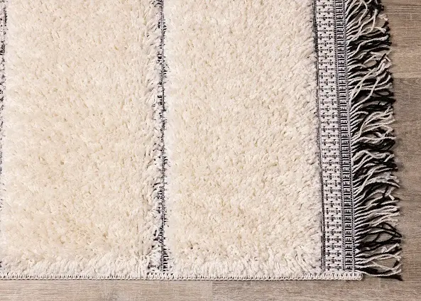 Novato 8 x 11 Contemporary Square Cream Shag Rug-4