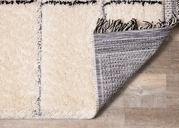 Novato 8 x 11 Contemporary Square Cream Shag Rug-5