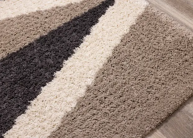 Rondo 5 x 8 Abstract Beige Cream Shag Rug-4