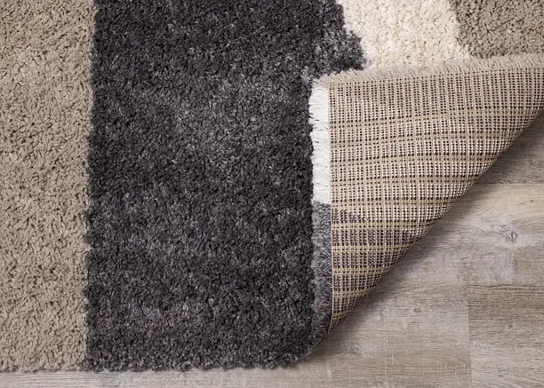 Rondo 5 x 8 Abstract Beige Cream Shag Rug-6