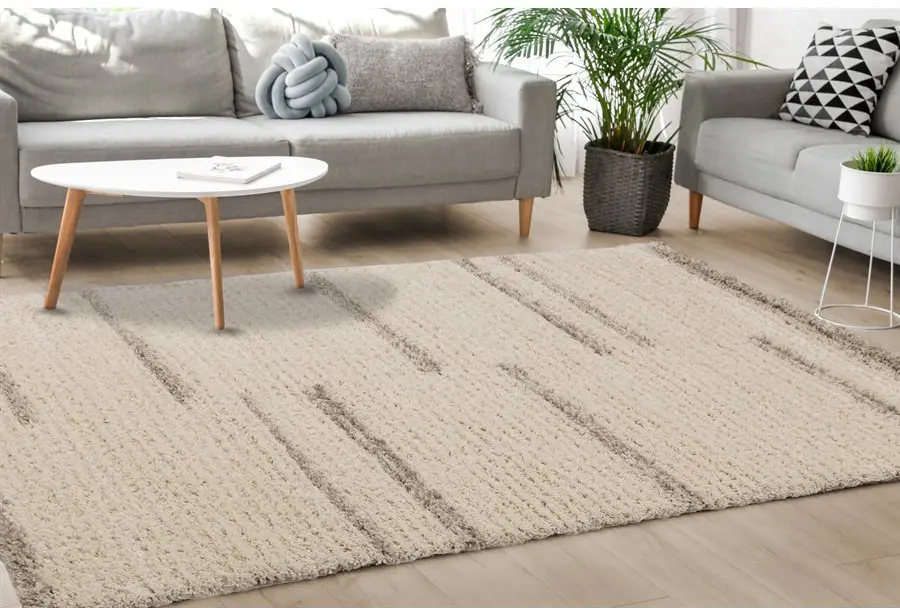 Rondo 8 x 11 Striped Cream Shag Rug-2