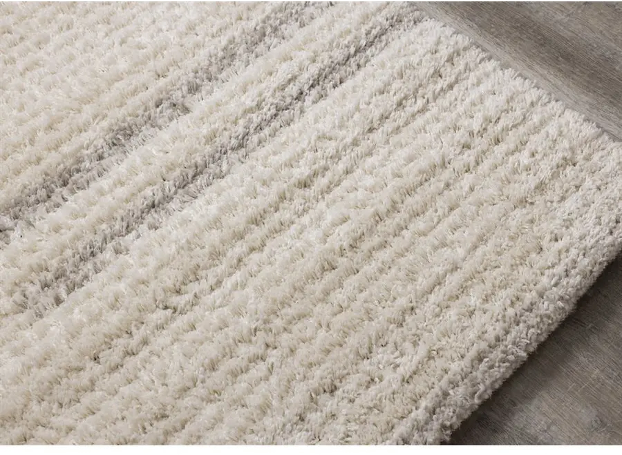 Rondo 8 x 11 Striped Cream Shag Rug-4