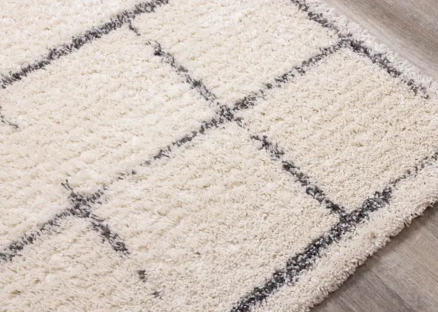 Rondo 5 x 8 Block Cream Gray Shag Rug-3