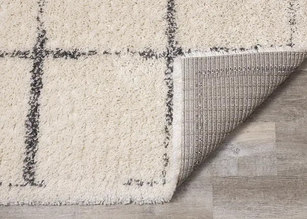 Rondo 5 x 8 Block Cream Gray Shag Rug-5