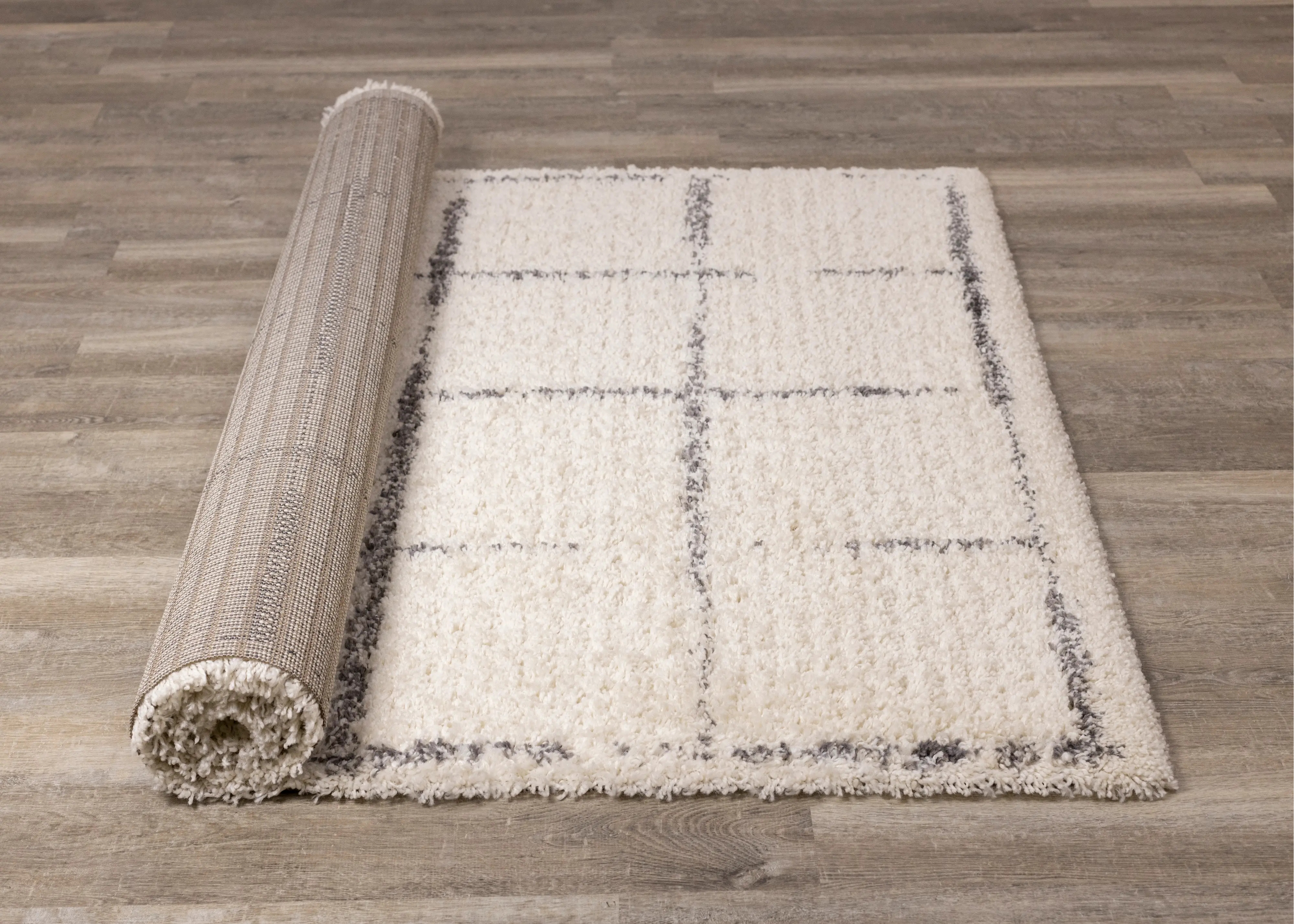 Rondo 5 x 8 Block Cream Gray Shag Rug-6