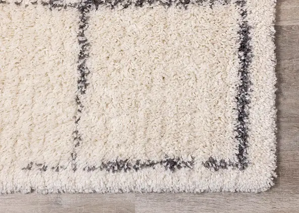 Rondo 8 x 11 Block Cream Gray Shag Rug-4