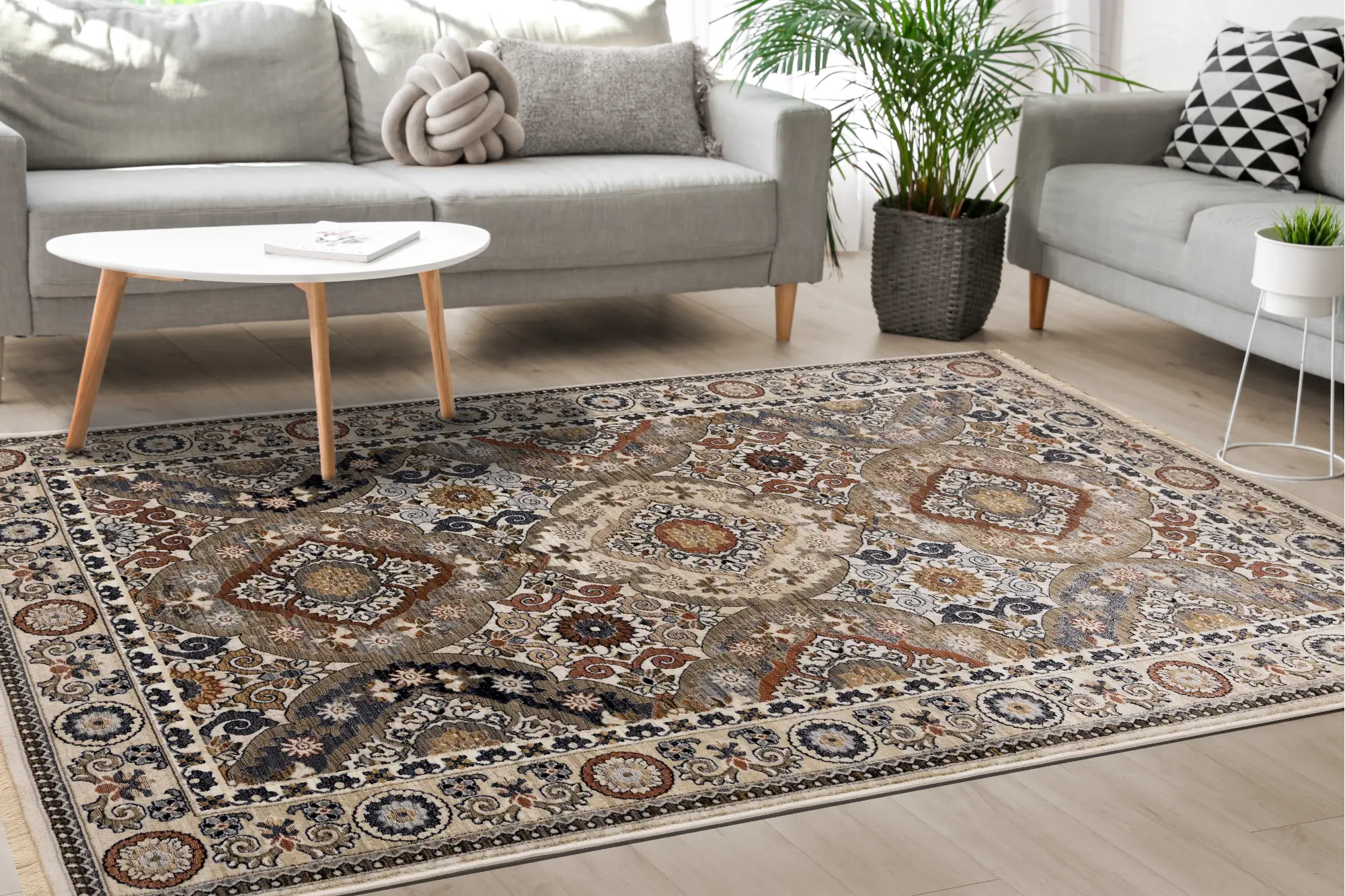 Samira 5 x 8 Beige Multicolor Area Rug-3