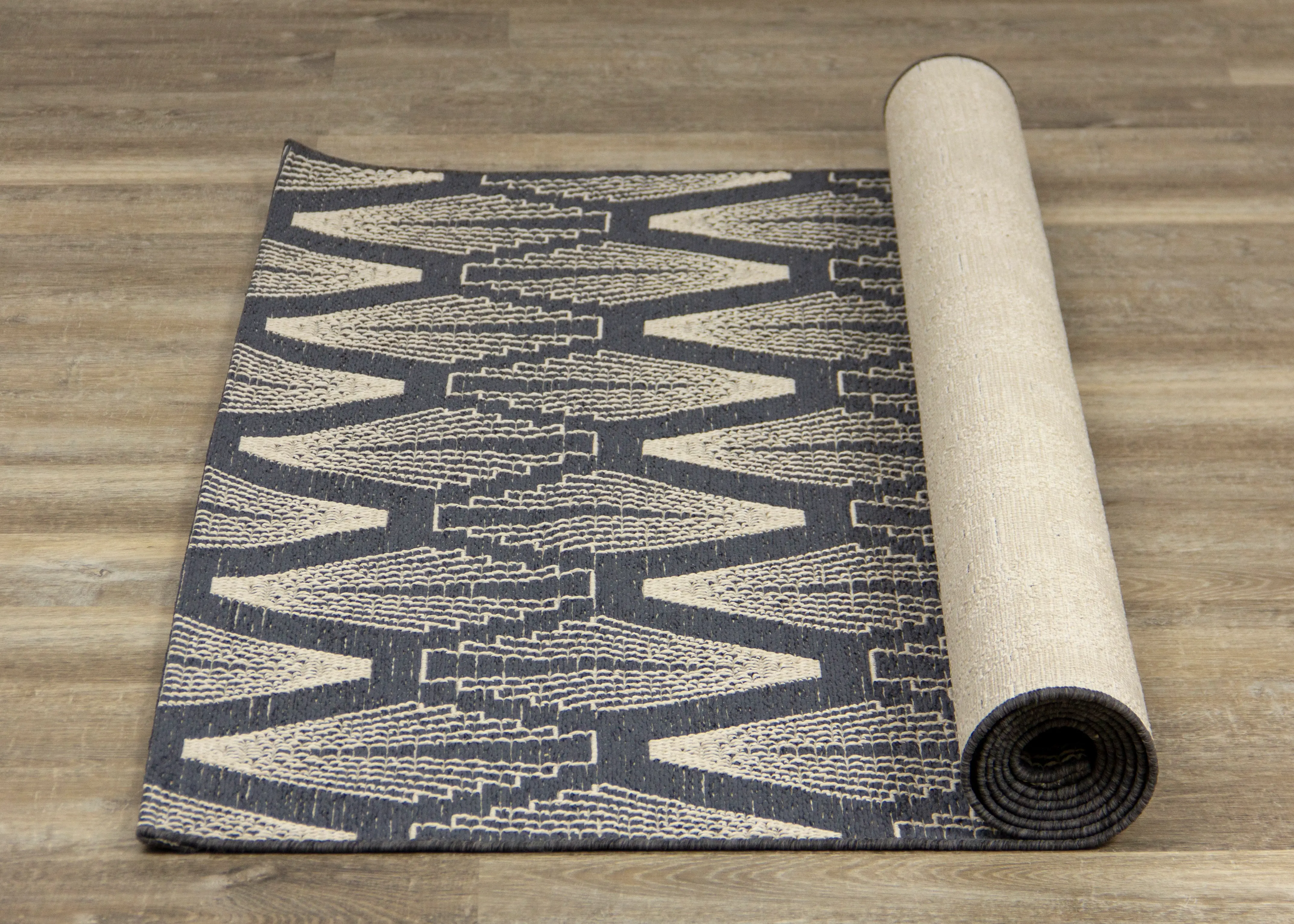 Vista 5 x 8 Art Deco Blue Cream Area Rug-7