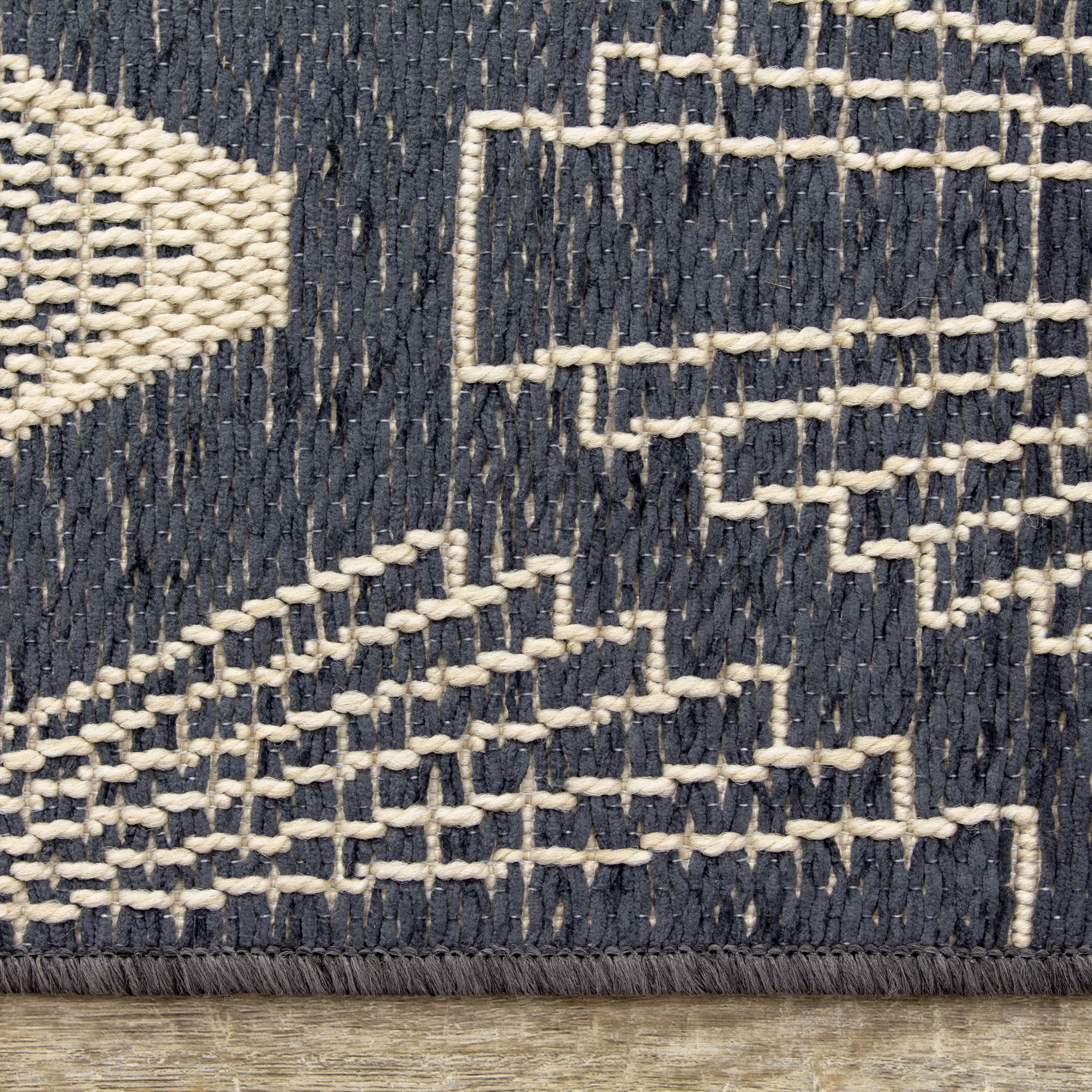 Vista 5 x 8 Art Deco Blue Cream Area Rug-8