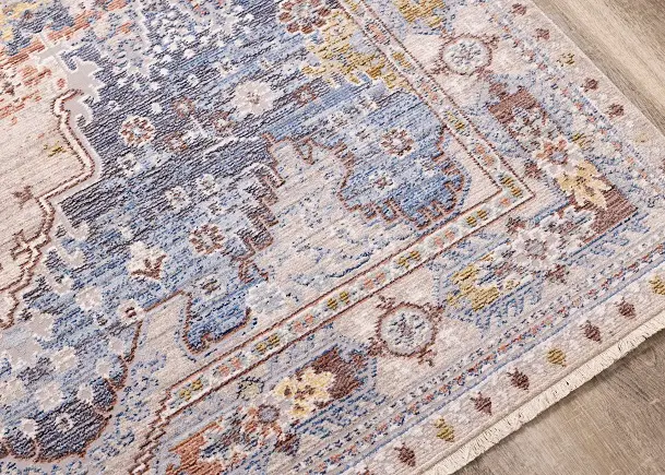 Monaco 5 x 8 Border Gray Blue Area Rug-4