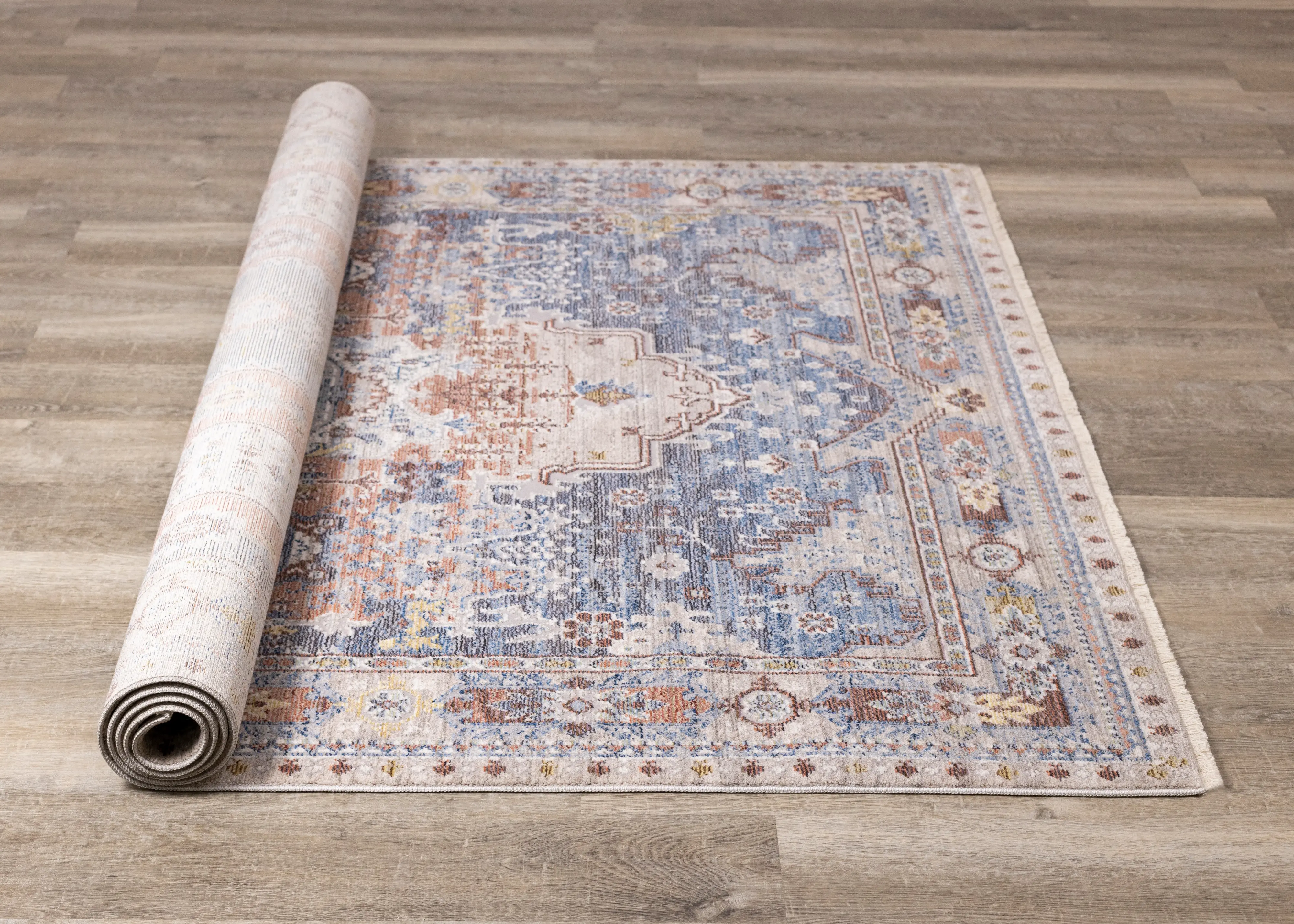 Monaco 5 x 8 Border Gray Blue Area Rug-7